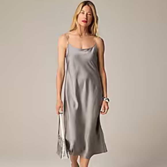 J. Crew Dresses & Skirts - J. CREW Slip Dress GWENYTH Luster Charmeuse VINTAGE DOVE GRAY Below Knee (6)